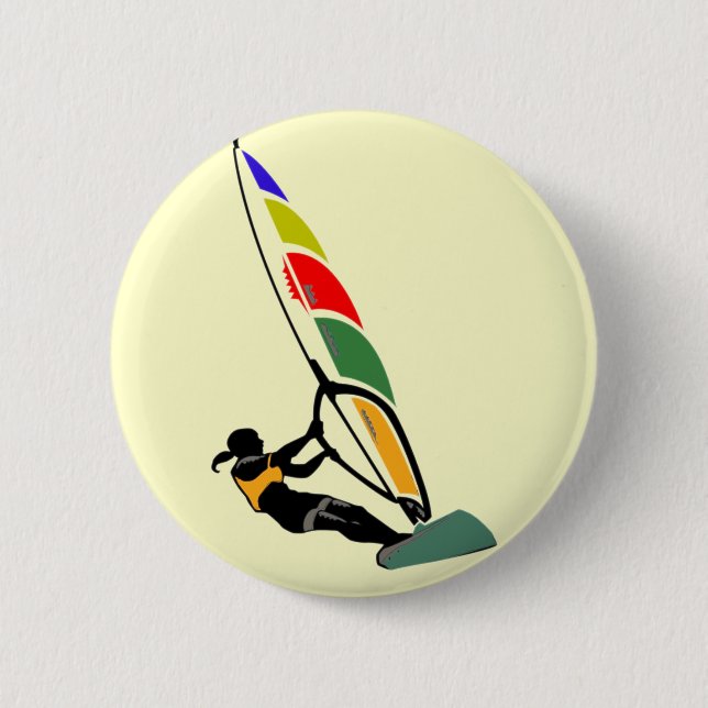 Chapa Redonda De 5 Cm Windsurf con el entusiasmo (Anverso)