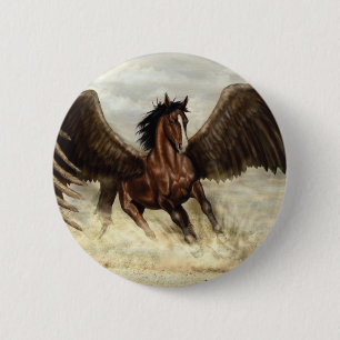 Chapa Redonda De 5 Cm Winged Pegasus