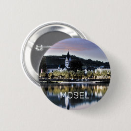 Chapa Redonda De 5 Cm Winningen Moselle Sunset Panorama Alemania Vintage
