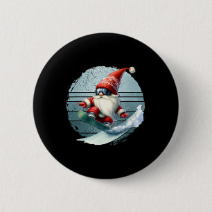 Chapa Redonda De 5 Cm Winter Gnome Santa con googles retro Snowb
