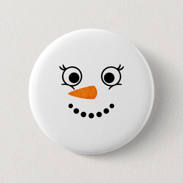 Chapa Redonda De 5 Cm Winter Snowman Face Eyelashes Christmas Xmas Fun D (Anverso)