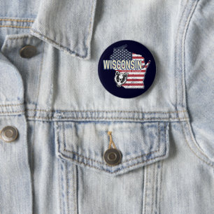 Chapa Redonda De 5 Cm Wisconsin Estados Unidos Mapa de Estados Unidos Vi