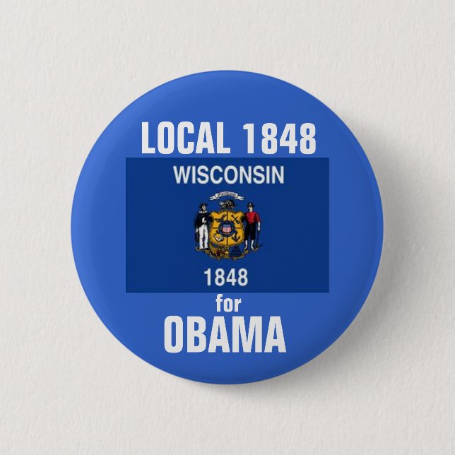 Chapa Redonda De 5 Cm Wisconsin para Obama 2012 (Anverso)