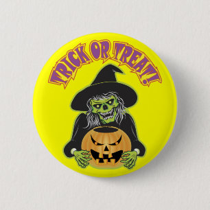 Chapa Redonda De 5 Cm Witch Skull