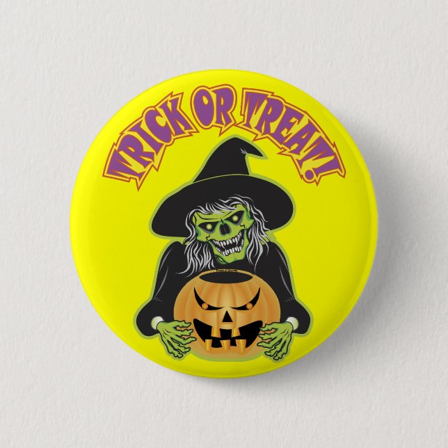 Chapa Redonda De 5 Cm Witch Skull (Anverso)