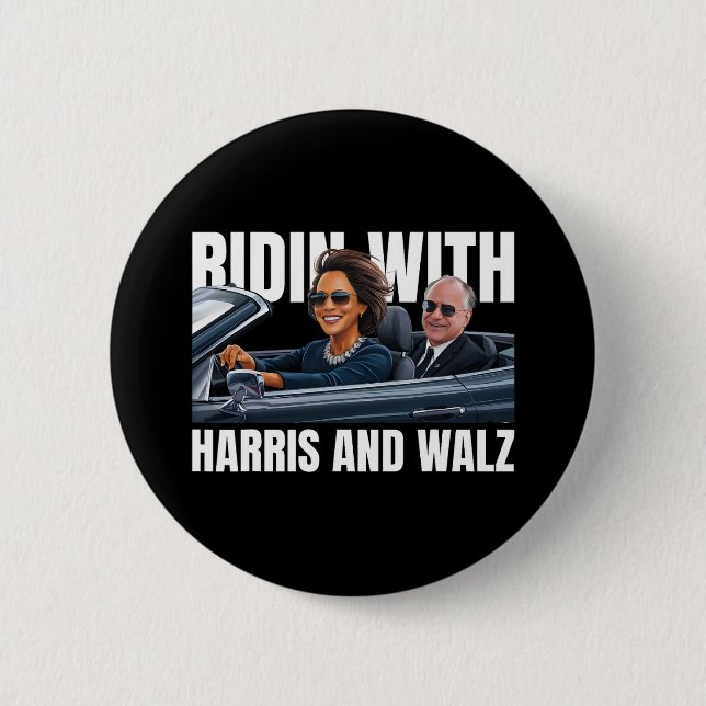 Chapa Redonda De 5 Cm With Harris And WAlzheimer President Kamala Harris (Anverso)