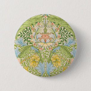 Chapa Redonda De 5 Cm Wm Morris Myrtle Floral Arte Nouveau Pastel