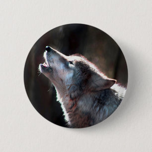 Chapa Redonda De 5 Cm Wolf Howling Lone Wolf