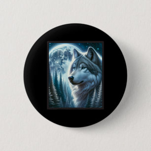 Chapa Redonda De 5 Cm Wolf Icy Moon Galaxy Hundiendo A Los Lobos Gris De