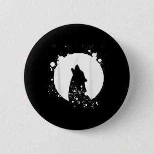 Chapa Redonda De 5 Cm Wolf Men Silhouette Animal Motif Environmental