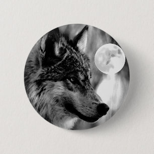 Chapa Redonda De 5 Cm Wolf & Moon