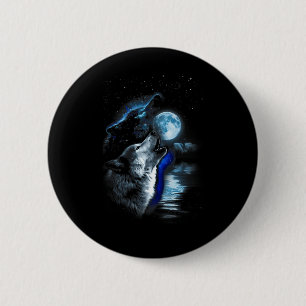 Chapa Redonda De 5 Cm Wolf Moon Lake Wolf Howling Full Moon Wolf Graphic