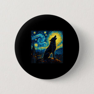 Chapa Redonda De 5 Cm Wolf Starry Night Howling Moon Graciosos Regalos P