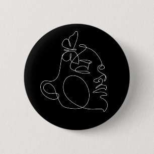 Chapa Redonda De 5 Cm Woman Face Line Art