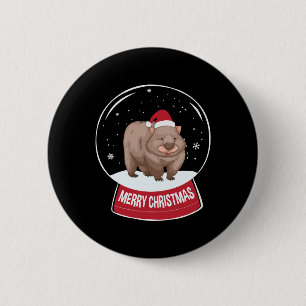 Chapa Redonda De 5 Cm Wombat Merry Christmas Snowball
