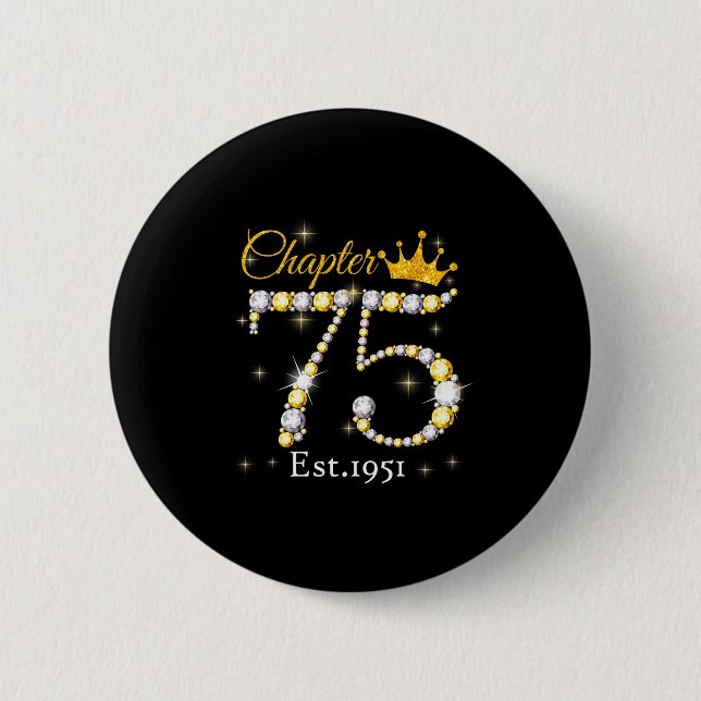 Chapa Redonda De 5 Cm Women Chapter 75 Fabulous Est 1951 75th Birthday Q (Anverso)