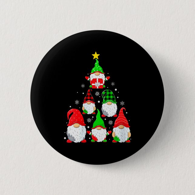 Chapa Redonda De 5 Cm Womens Gnomes Christmas Tree Pajamas Funny Gnome H (Anverso)