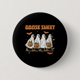 Chapa Redonda De 5 Cm Womens Halloween Fall Goose Sheet Ghost Floral Aut