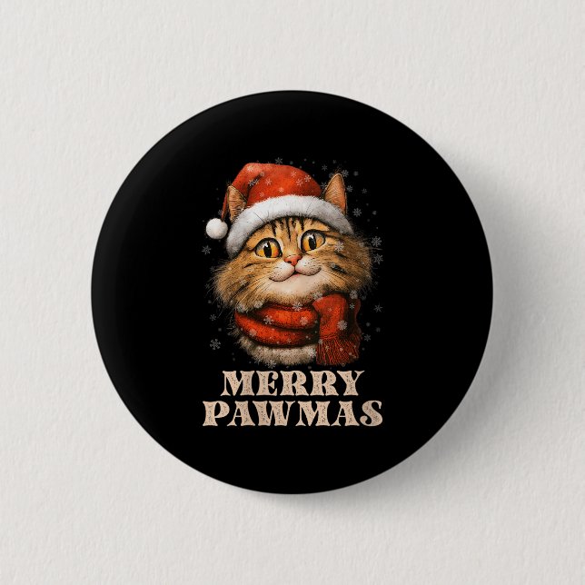 Chapa Redonda De 5 Cm Womens Merry Pawmas Funny Santa Cat Christmas For  (Anverso)