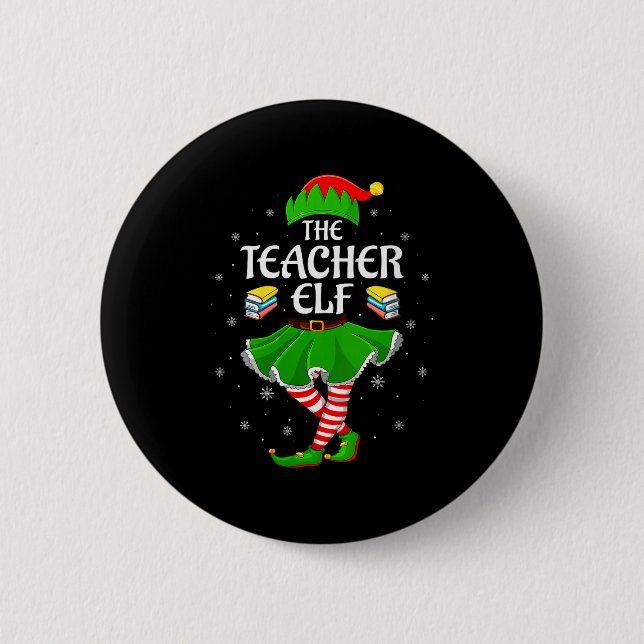 Chapa Redonda De 5 Cm Womens Teacher Elf Christmas Family Girls Women El (Anverso)