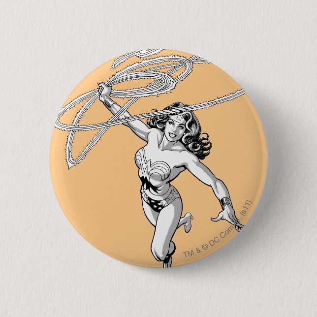 Chapa Redonda De 5 Cm Wonder Woman Black & White Twirl (Anverso)