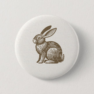 Chapa Redonda De 5 Cm Woodcut Rabbit Button