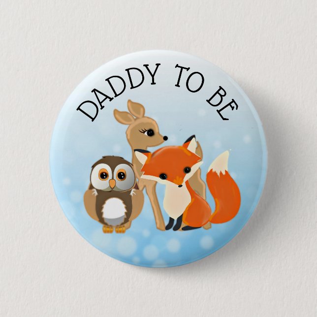 Chapa Redonda De 5 Cm Woodland Creations Dad to be Baby Shower Button (Anverso)