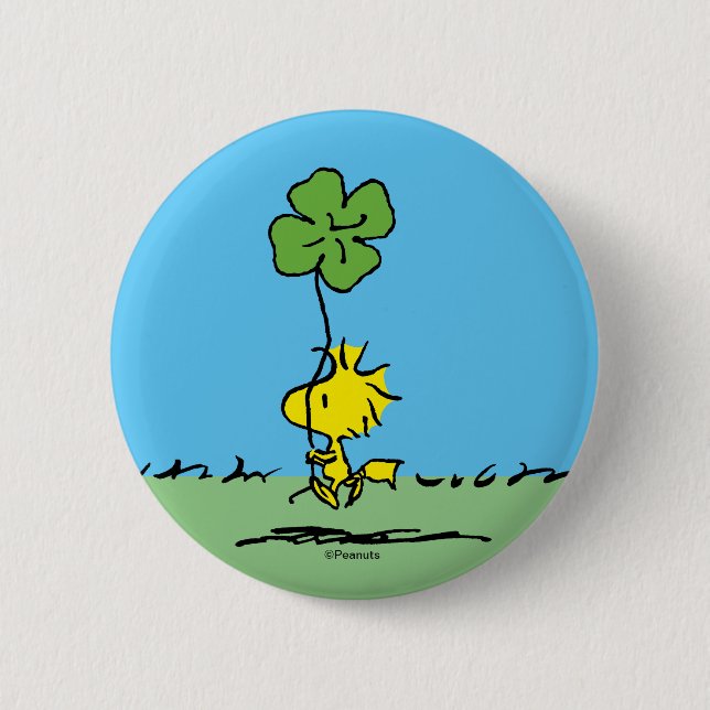 Chapa Redonda De 5 Cm Woodstock cargando Shamrock (Anverso)
