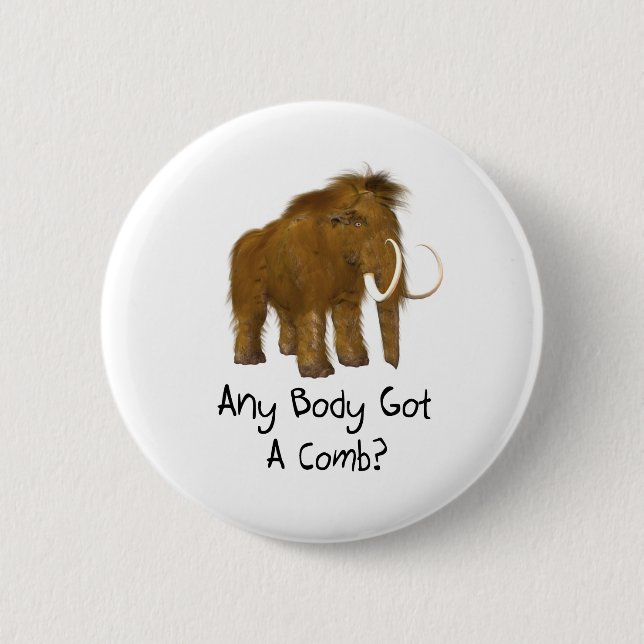 Chapa Redonda De 5 Cm Wooly Mammoth (Anverso)