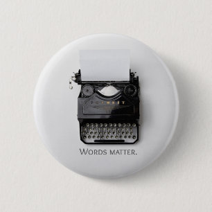 Chapa Redonda De 5 Cm Words Matter Typewriter