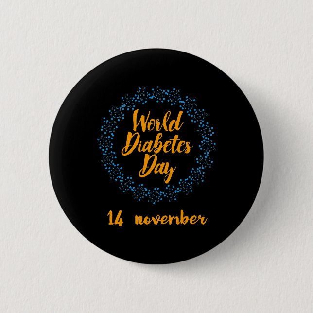 Chapa Redonda De 5 Cm World Diabetes Day  (Anverso)