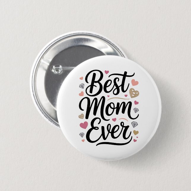 Chapa Redonda De 5 Cm World's Best Mom Diamonds (Anverso y reverso)
