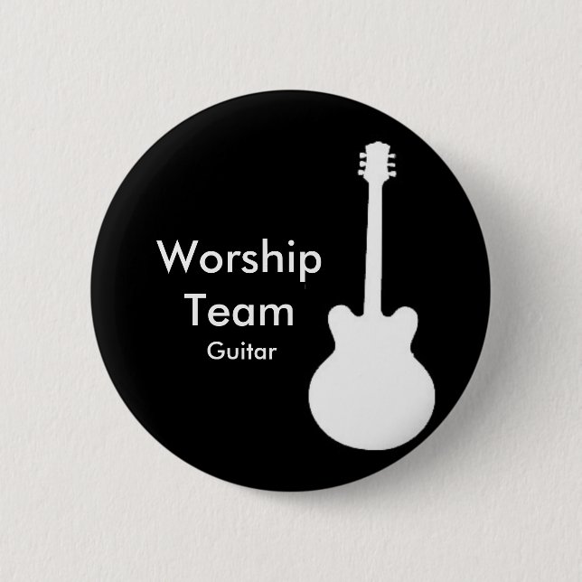 Chapa Redonda De 5 Cm WorshipTeam, insignia de la guitarra (Anverso)