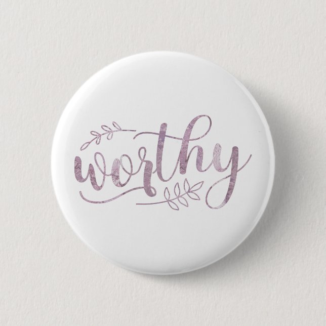 Chapa Redonda De 5 Cm Worthy Boho Calligraphy (Anverso)