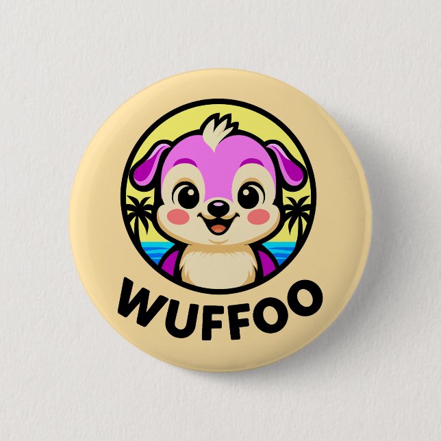 Chapa Redonda De 5 Cm Wuffoo Adventures Cute Kawaii Puppy animation (Anverso)