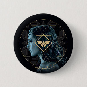 Chapa Redonda De 5 Cm WW84  Retrato estampado con logotipo de mujer mara