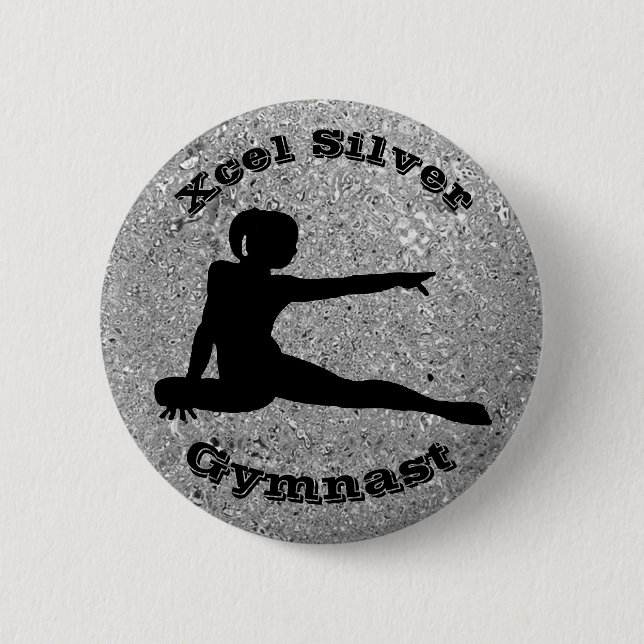 Chapa Redonda De 5 Cm Xcel Silver Gymnast - Girls Gymnastics Button (Anverso)