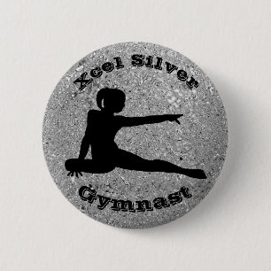Chapa Redonda De 5 Cm Xcel Silver Gymnast - Girls Gymnastics Button