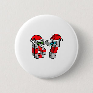 Chapa Redonda De 5 Cm Xel Robot 67 Con Gorros De Santa Navidad