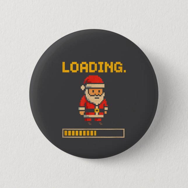 Chapa Redonda De 5 Cm Xel Santa Loading Retro Christmas Gamer Shirt  (Anverso)