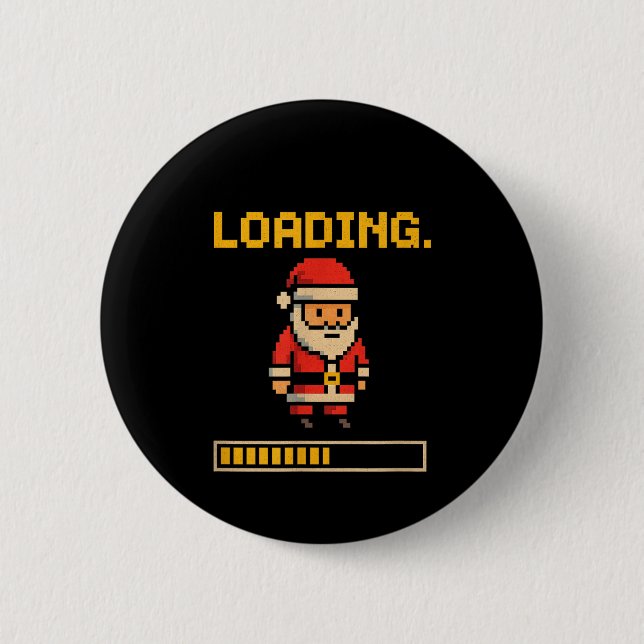 Chapa Redonda De 5 Cm Xel Santa Loading Retro Christmas Gamer Shirt  (Anverso)