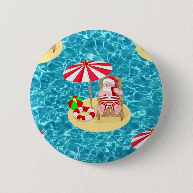 Chapa Redonda De 5 Cm xmas beach santa claus (Anverso)