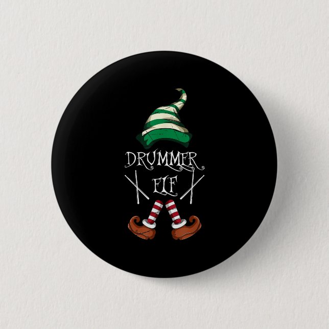 Chapa Redonda De 5 Cm Xmas Drumsticks Music Matching Drummer Elf Pajama  (Anverso)