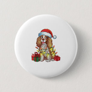 Chapa Redonda De 5 Cm Xmas Iluminación Santa Hat Inglés Coonhound Dog Ch