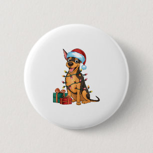 Chapa Redonda De 5 Cm Xmas Iluminando Santa Hat German Pinscher Perro Cr