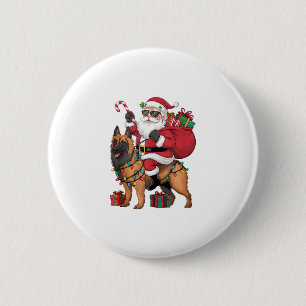 Chapa Redonda De 5 Cm Xmas Iluminando Santa Riding Pastor Alemán Chr
