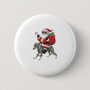 Chapa Redonda De 5 Cm Xmas Iluminando Santa Riding Perro de Greyhound C