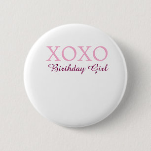 Chapa Redonda De 5 Cm Xoxo cumpleaños chica nombre rosa malva simple amo