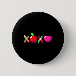 Chapa Redonda De 5 Cm Xoxo Profesor Día de San Valentín Lápiz y Manzana
