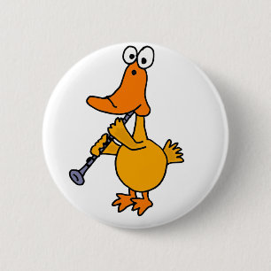 Chapa Redonda De 5 Cm XX pato que juega el Clarinet